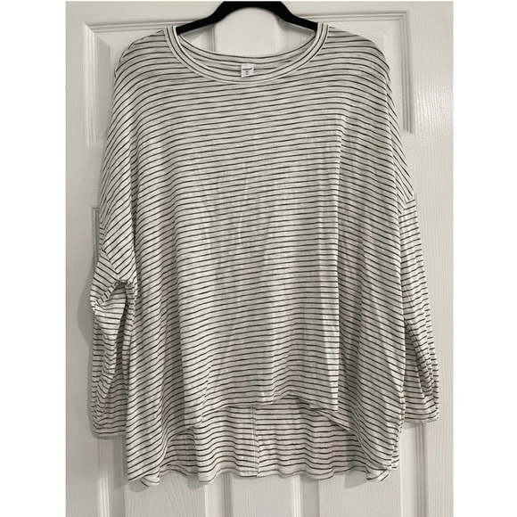 Old Navy Tops - Old Navy Luxe Striped Long Sleeve High Low Top